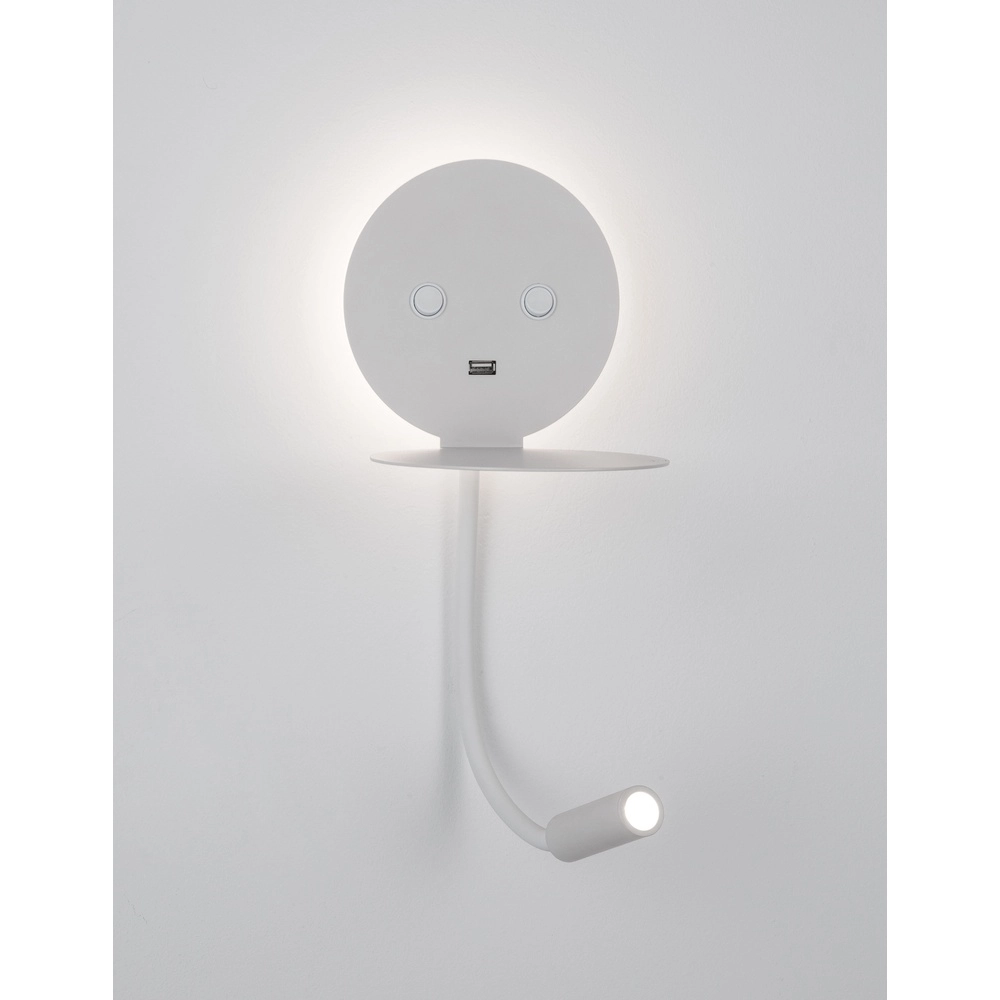 Bedlampje Eclip wit met usb