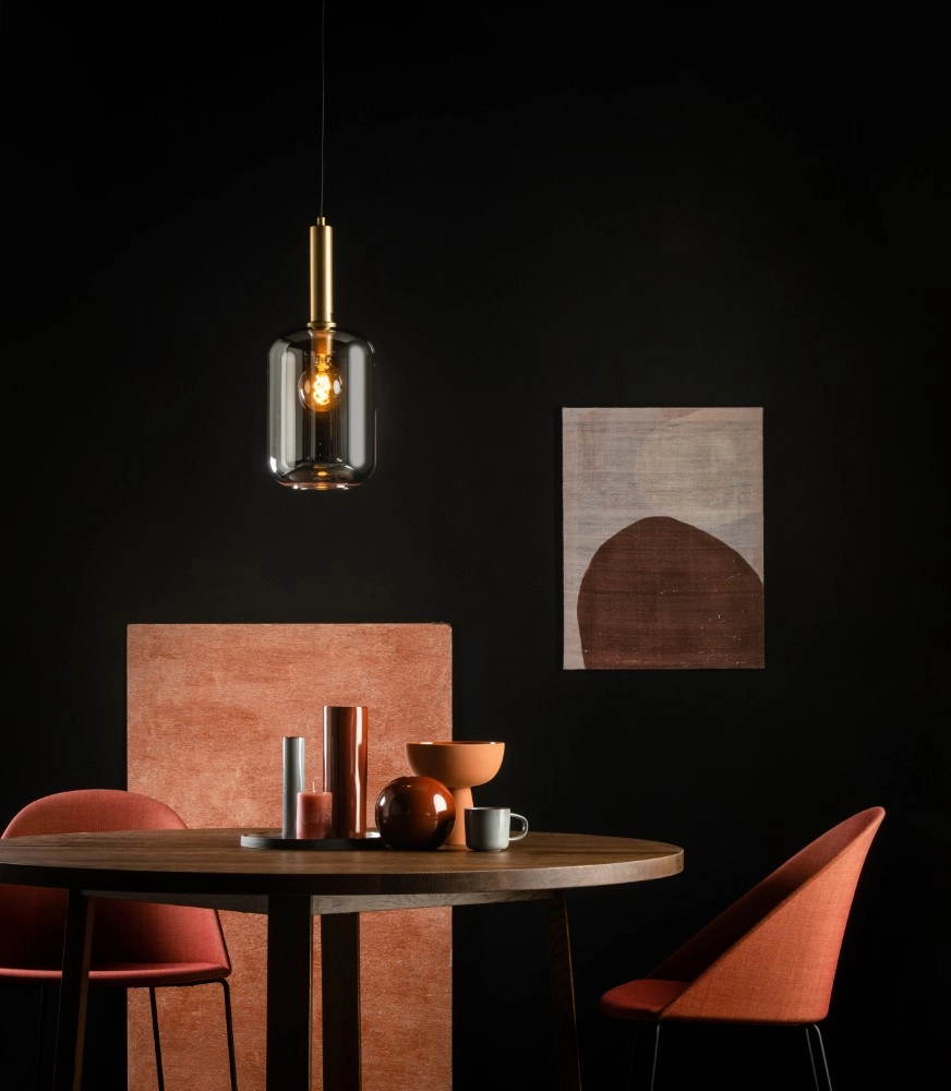 Design hanglamp Joanet Ø 22cm goud en smoke glas Lucide 5411212451422