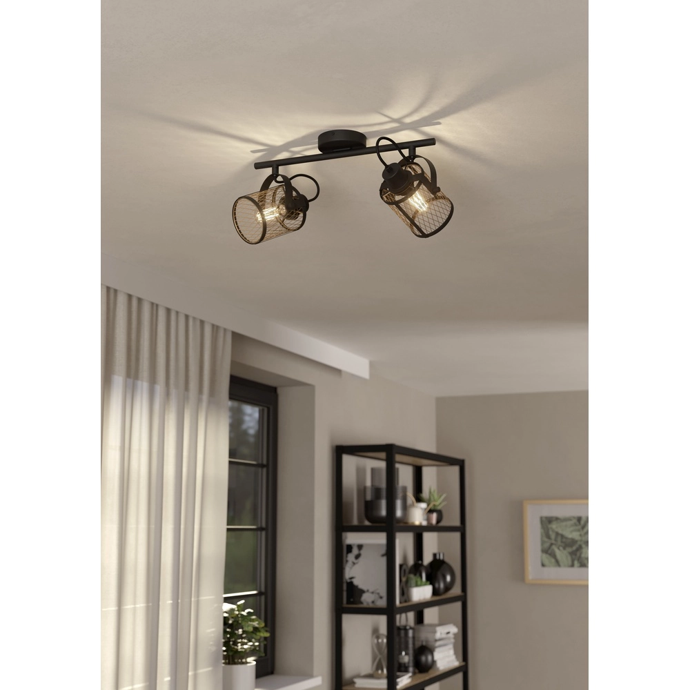 2-lichts plafondlamp Dellow zwart met goud Eglo 9002759435325