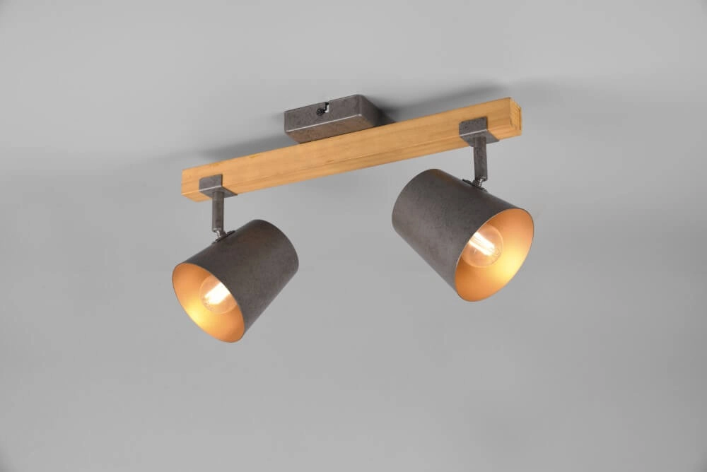 Spot Bell 2-lichts antiekgrijs met hout Trio 4017807502565