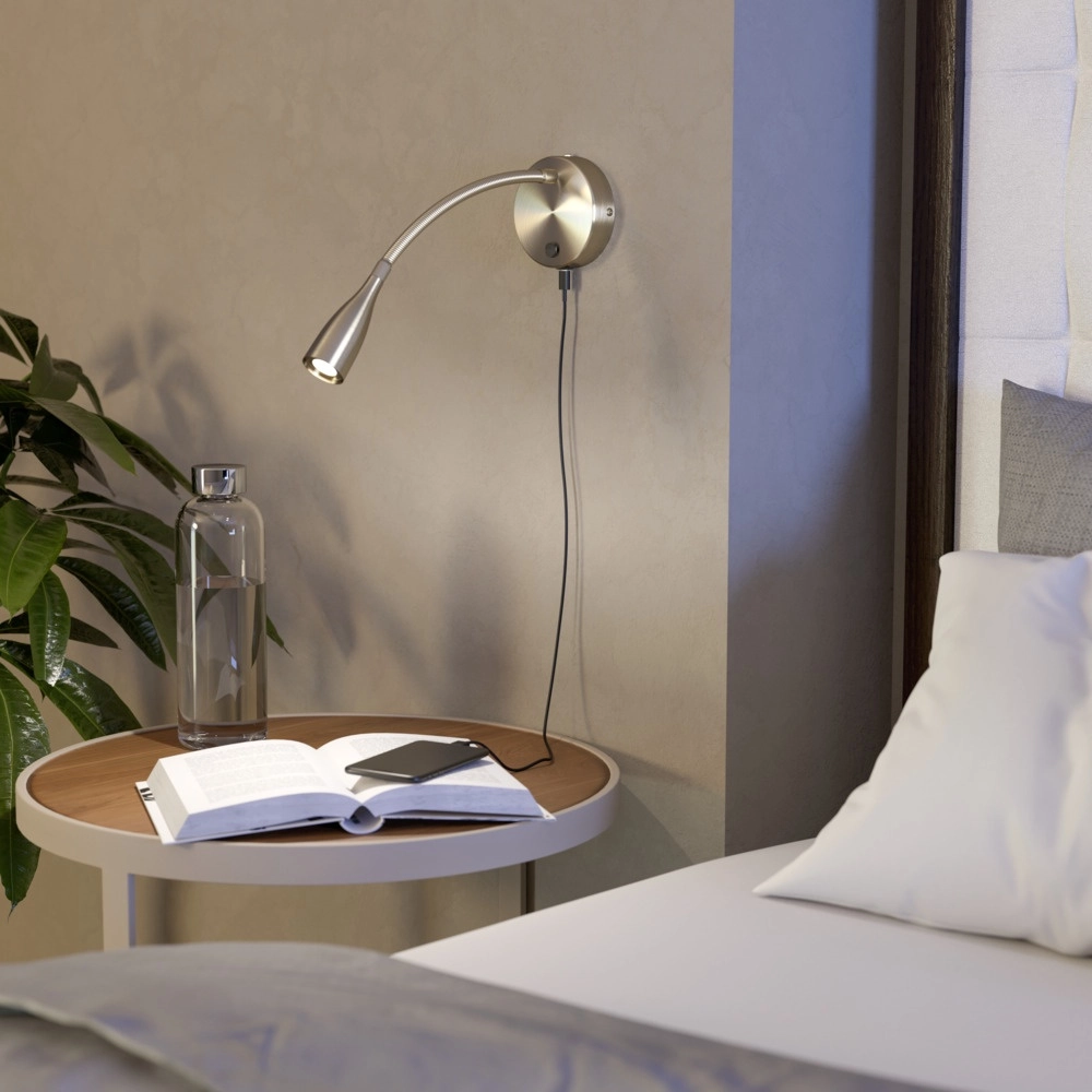 Bedlampje Olivandino 1 flexibel nikkel Eglo 9008606347803