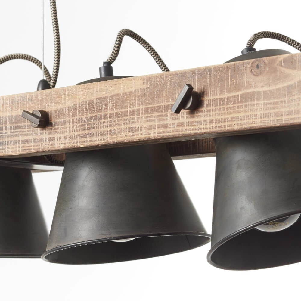 5-lichts hanglamp Decca zwart met bruin Brilliant 4004353361494
