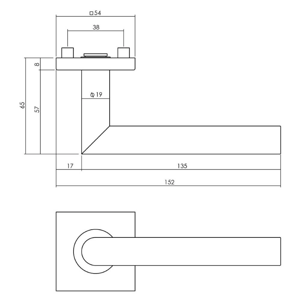 Voordeurset Vurano vierkant kerntrekbeveiliging RVS Intersteel 8714186408353