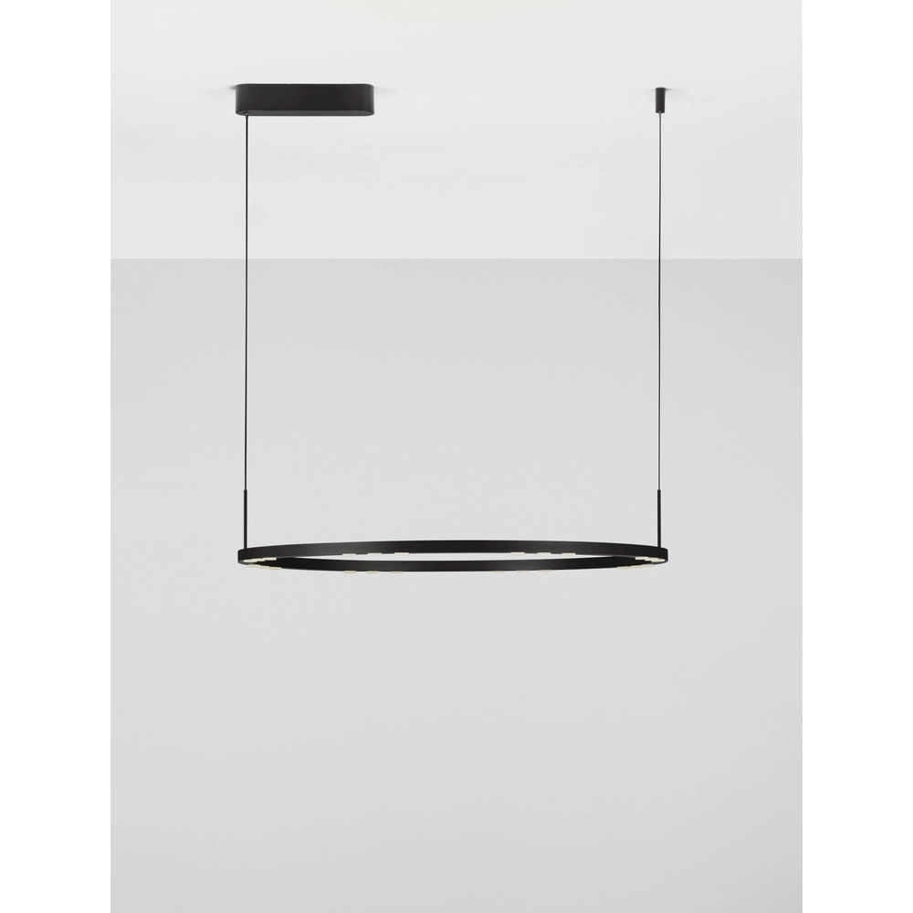 Strakke hanglamp Lunette zwart Ø 80cm Lyora 5212017465207
