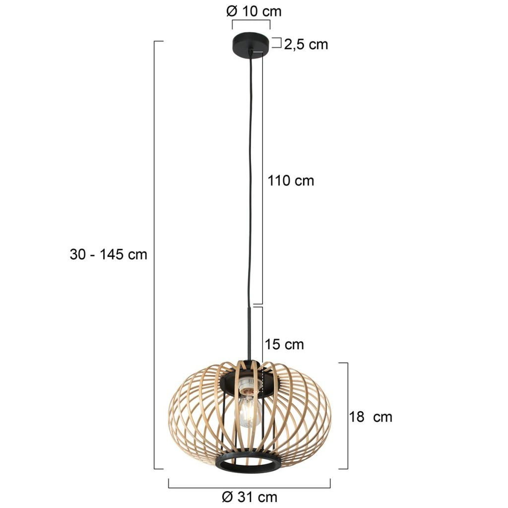 Hanglamp Silva met bamboe kap Ø31cm Steinhauer 8712746182736