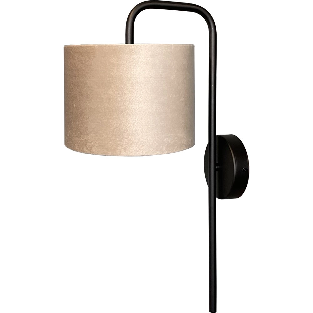 Zwarte wandlamp Venus met zandkleurige lampenkap
