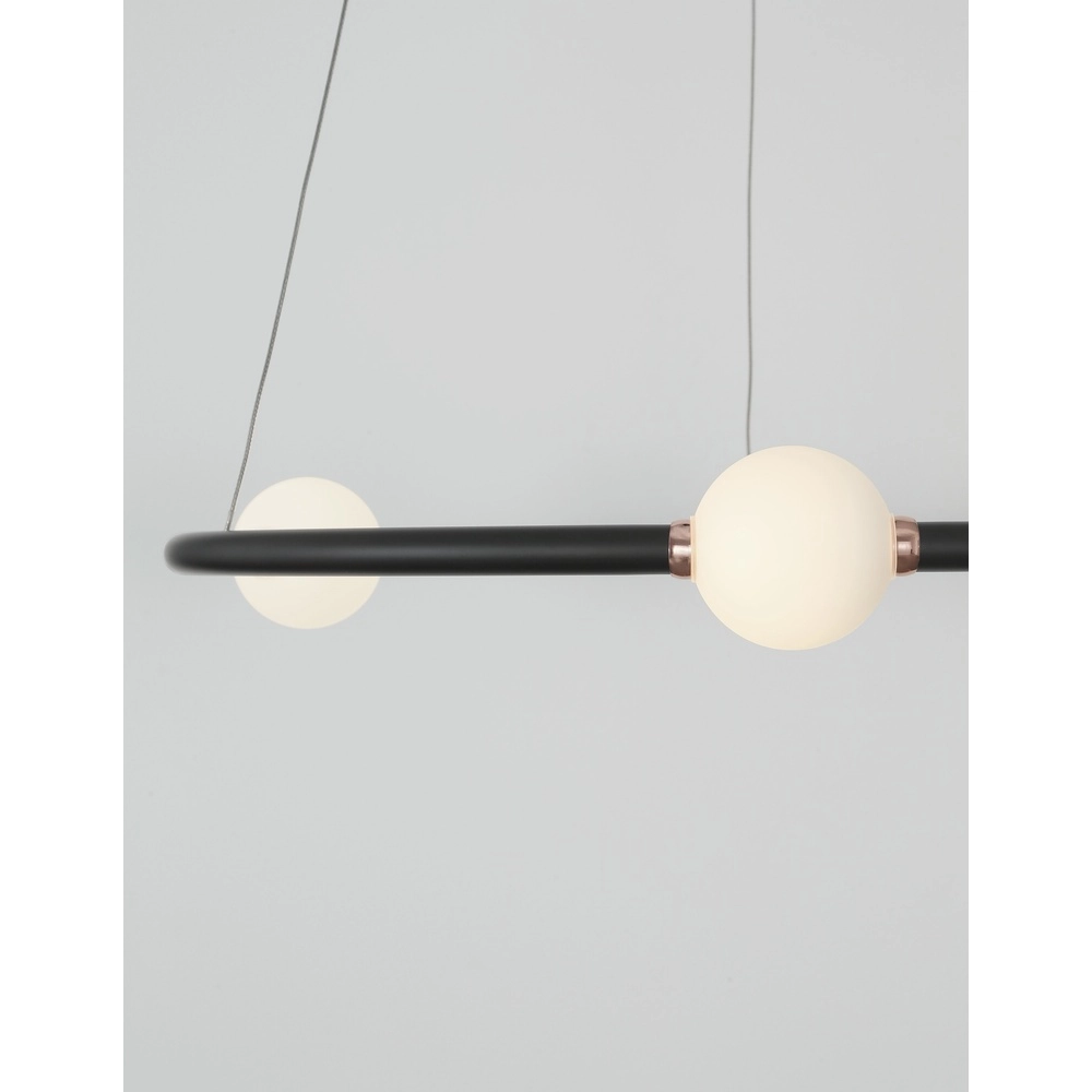Hanglamp Celia zwart met wit rond horizontaal Lyora 5212017429339