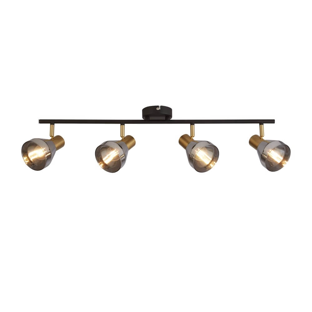 Plafondlamp Westminster met smoke glas 4-lichts