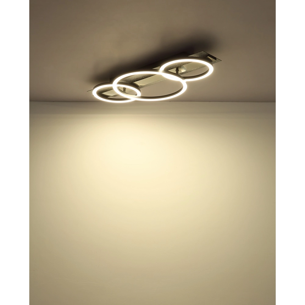 Zwarte plafondlamp Norberto 3 ringen recht Globo 9007371569830