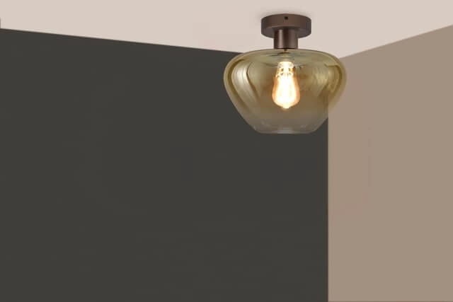 Plafondlamp Genua bruin met goud glas Ø 29cm Masterlight 8718121357249