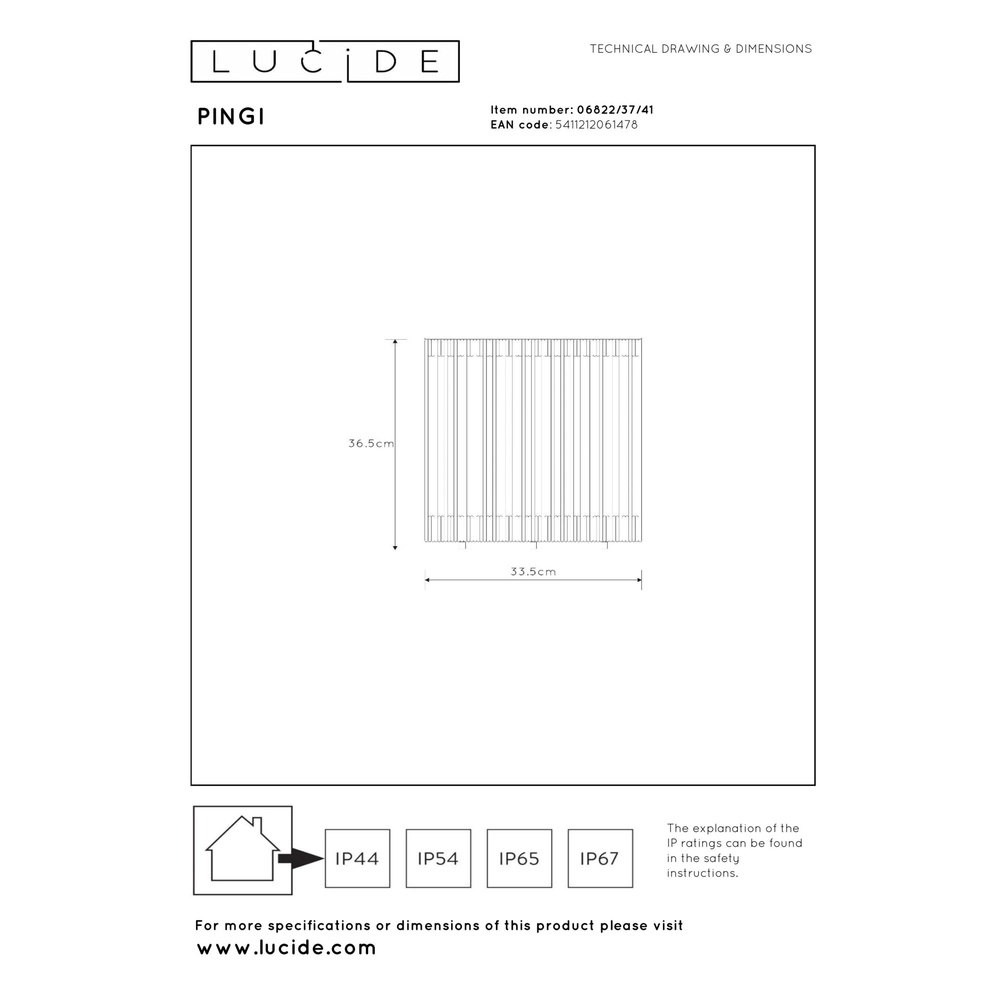 Oplaadbare vloerlamp Pingi taupe 36,5 x Ø 33,5cm Lucide 5411212061478