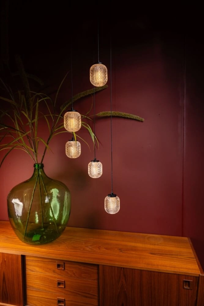 Ronde hanglamp Kristel 5-lichts zwart ETH 8720195309192