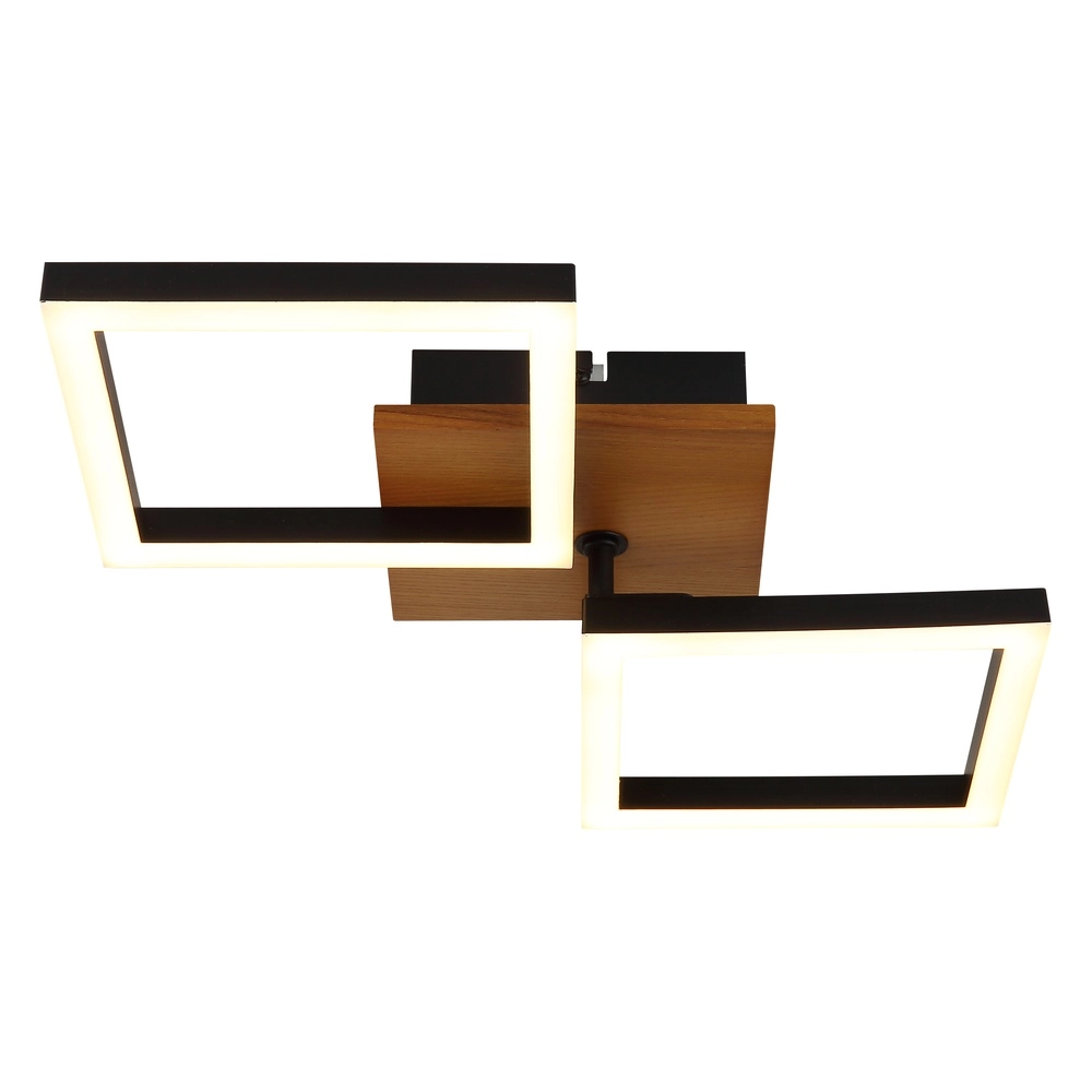 Design plafondlamp Kerry zwart met houtlook Globo 9007371440221