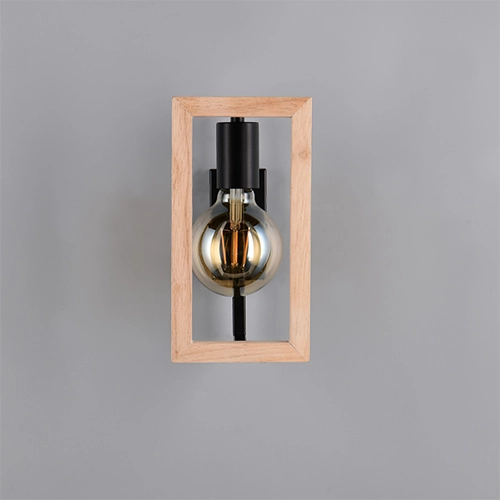 Design wandlamp Bano zwart met hout Trio 4017807670899