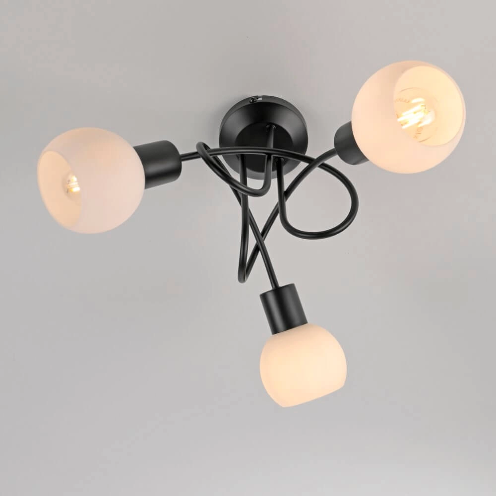 Zwarte plafondlamp Loki 3-lichts krul Just Light 4043689000783