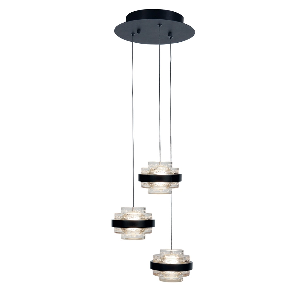 Hanglamp Dynasty zwart rond 5-lichts helder glas