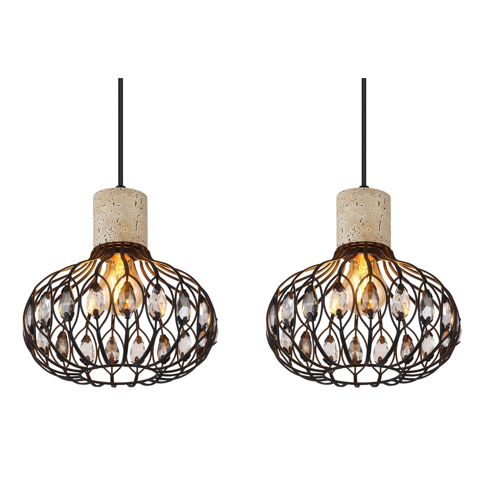 4-lichts hanglamp Dorthy landelijk zwart Globo 9007371572069