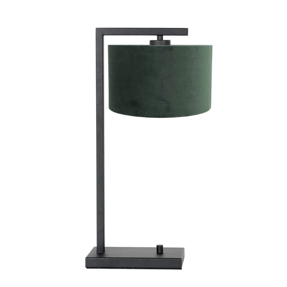 Trendvol tafellampje Stanger zwart met groen velvet