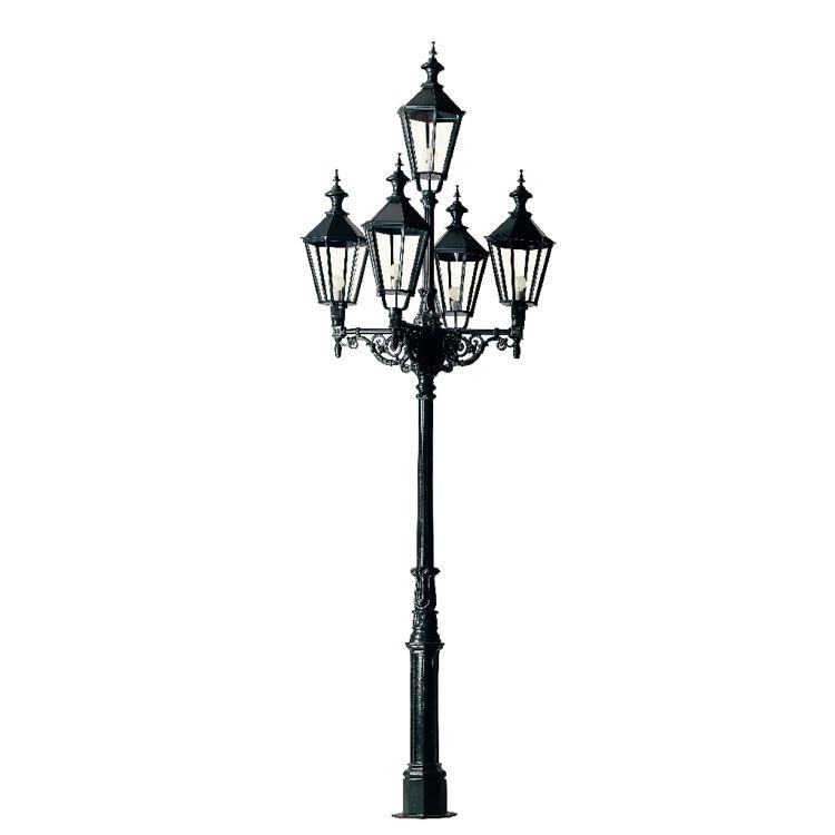 Nostalgische tuinlamp London 5-lichts - zwart