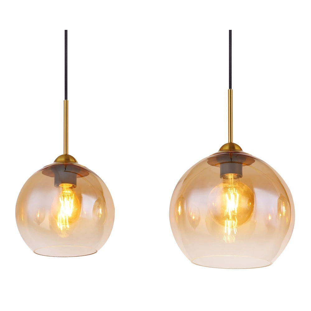 Gouden hanglamp Jamessa 4-lichts met amber glas Globo 9007371432691
