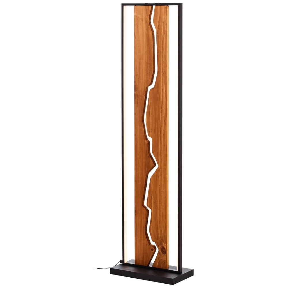 Design vloerlamp Thunder zwart met hout Brilliant 4004353435249