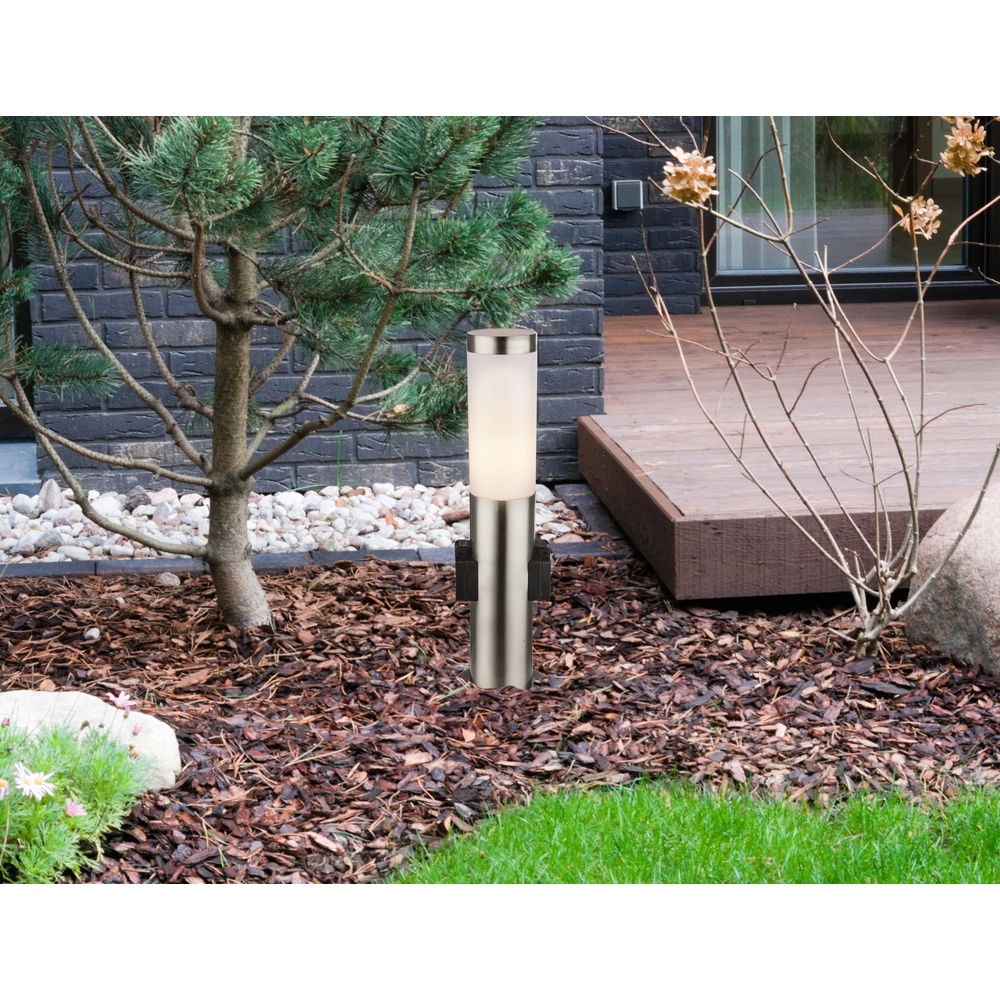 Tuinlamp Boston RVS met stopcontact Globo 9007371123926