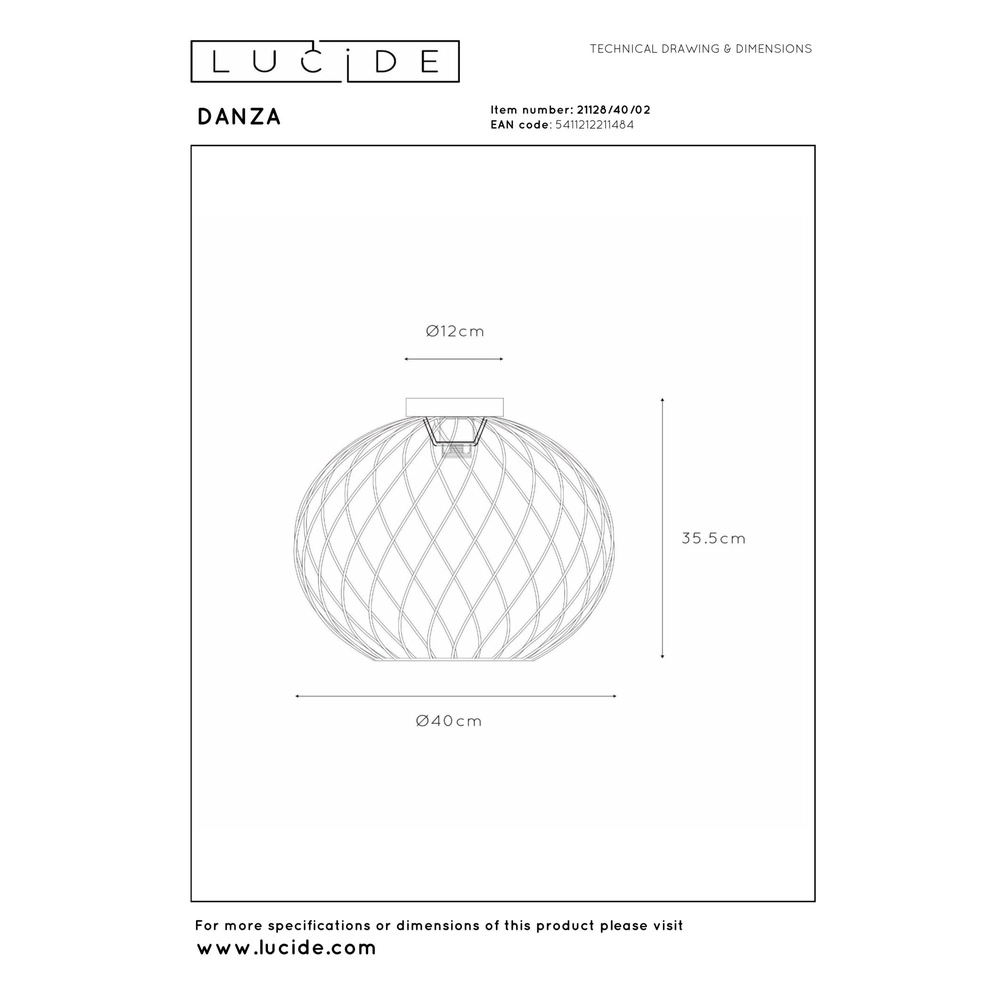 Plafondlamp Danza goud Ø 40cm Lucide 5411212211484
