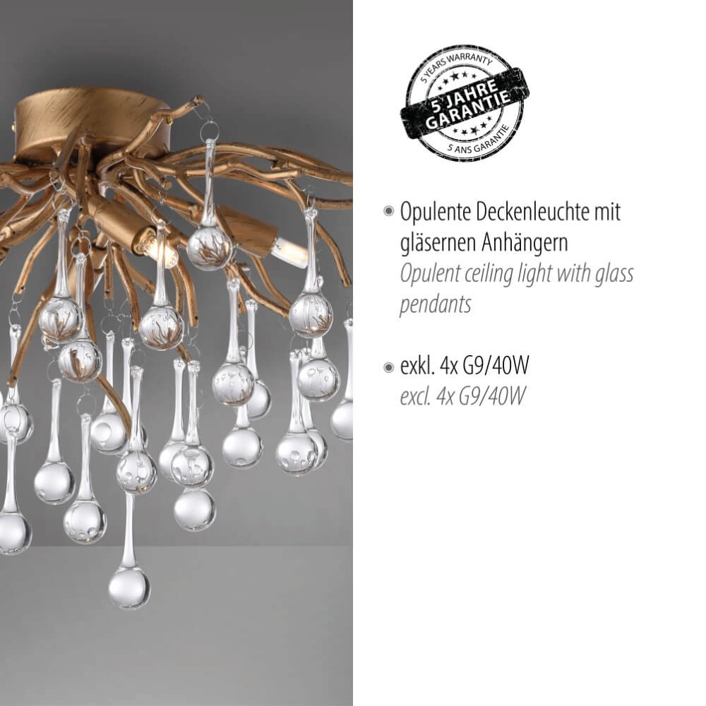 Kroonluchter Icicle messing 60cm Paul Neuhaus 4012248352069