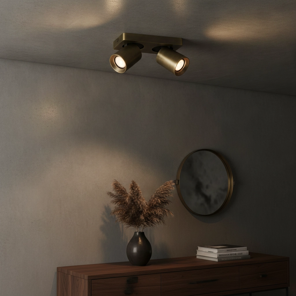 Plafondlamp Megano 2-lichts antiek brons