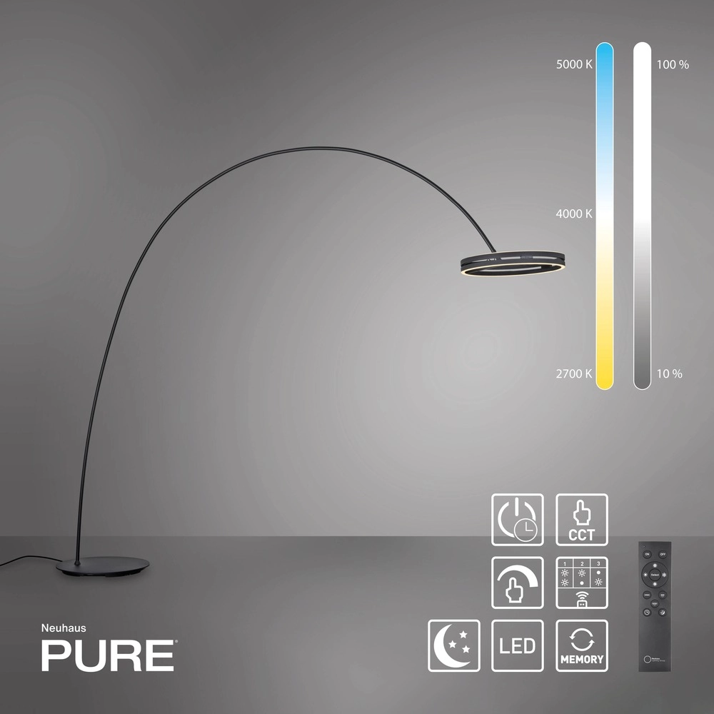 Strakke booglamp Pure Loop-Bow verstelbaar - black pearl Paul Neuhaus 4012248397152