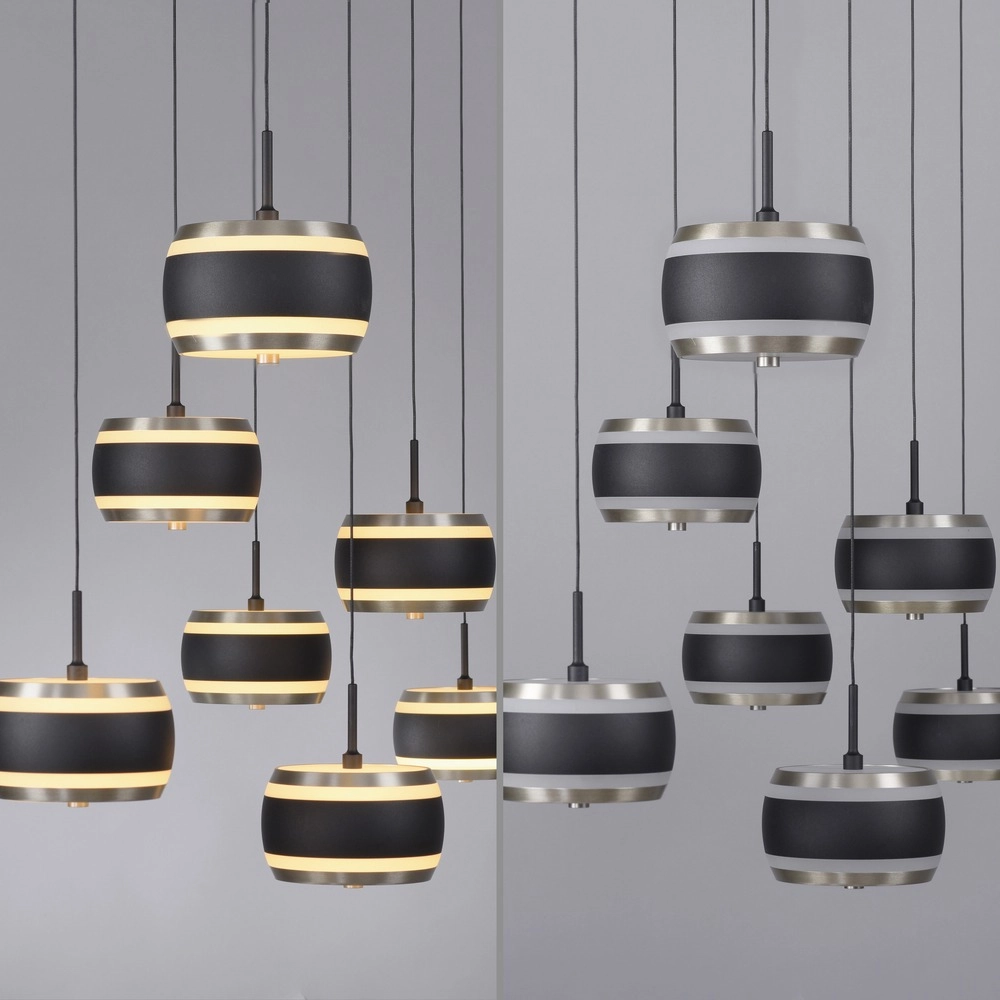 7L eettafel hanglamp Pure Falling Rings black pearl Paul Neuhaus 4012248396599