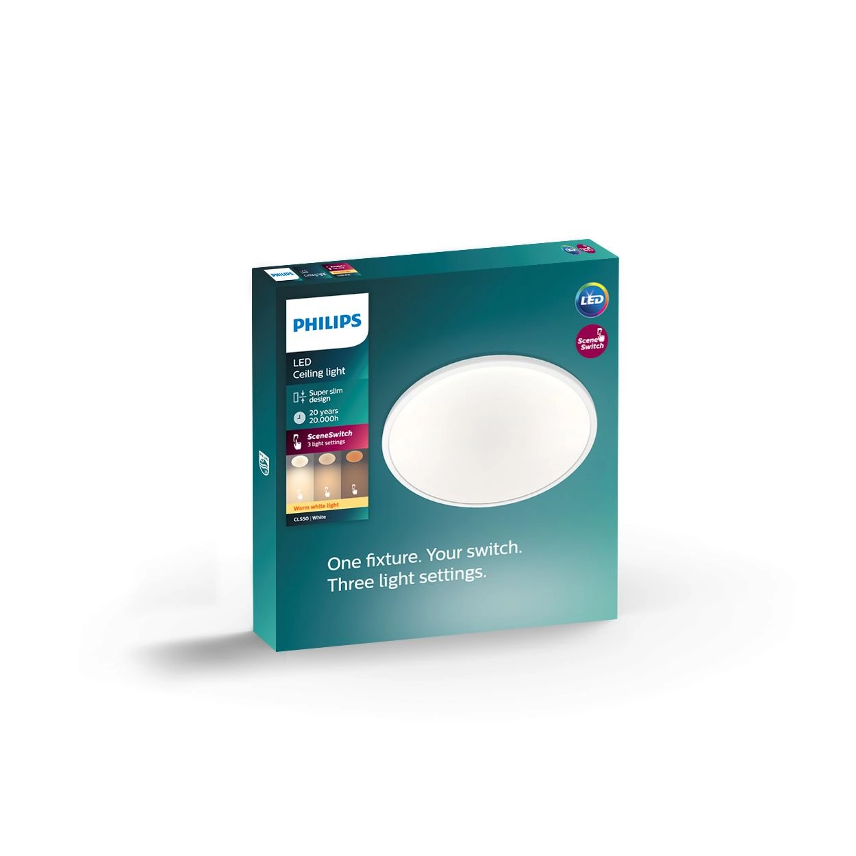 Plafondlamp Super Slim 2700K wit Philips 8718699680978