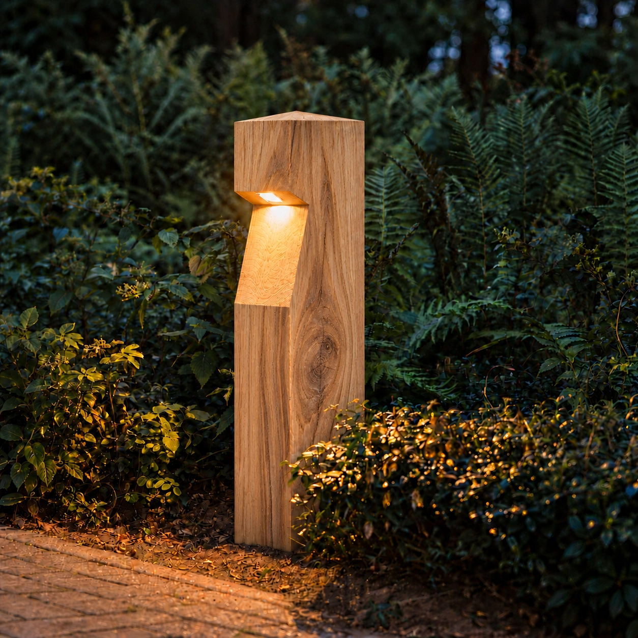 Houten padverlichting Eye 150 Rustiek kastanje - 15x15x90 - 2700K