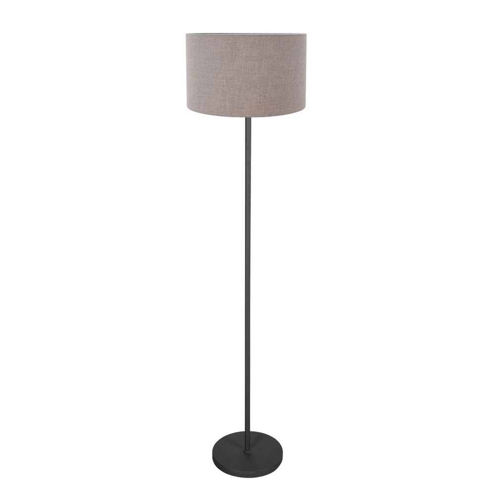 Zwarte vloerlamp Noor met kap grijs