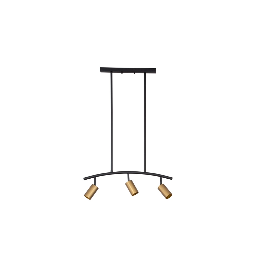 Hanglamp Pogno 3-lichts zwart met goud rond Lyora 5212017431295