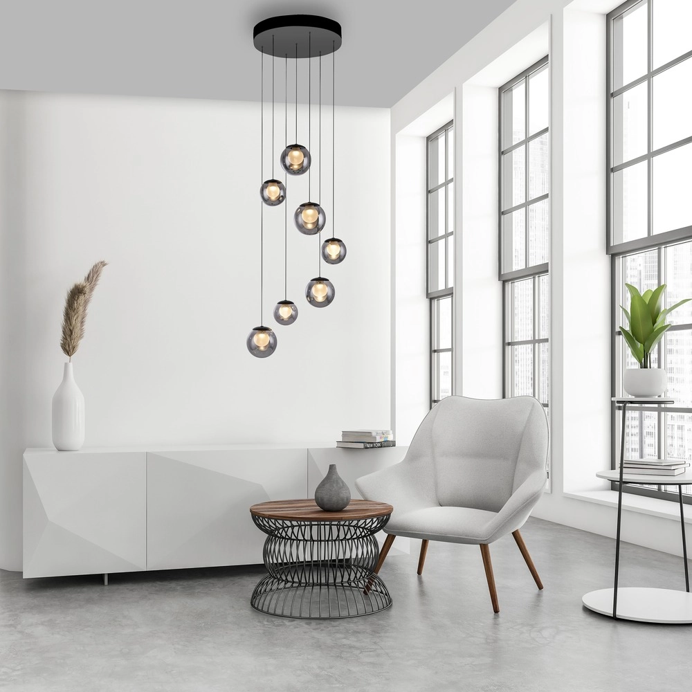 7-lichts hanglamp Pure Popup mystic grey Paul Neuhaus 4012248396674