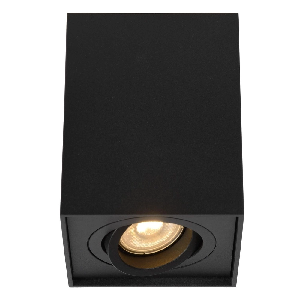 Opbouw plafondspot Tube vierkant zwart Lucide 5411212221285
