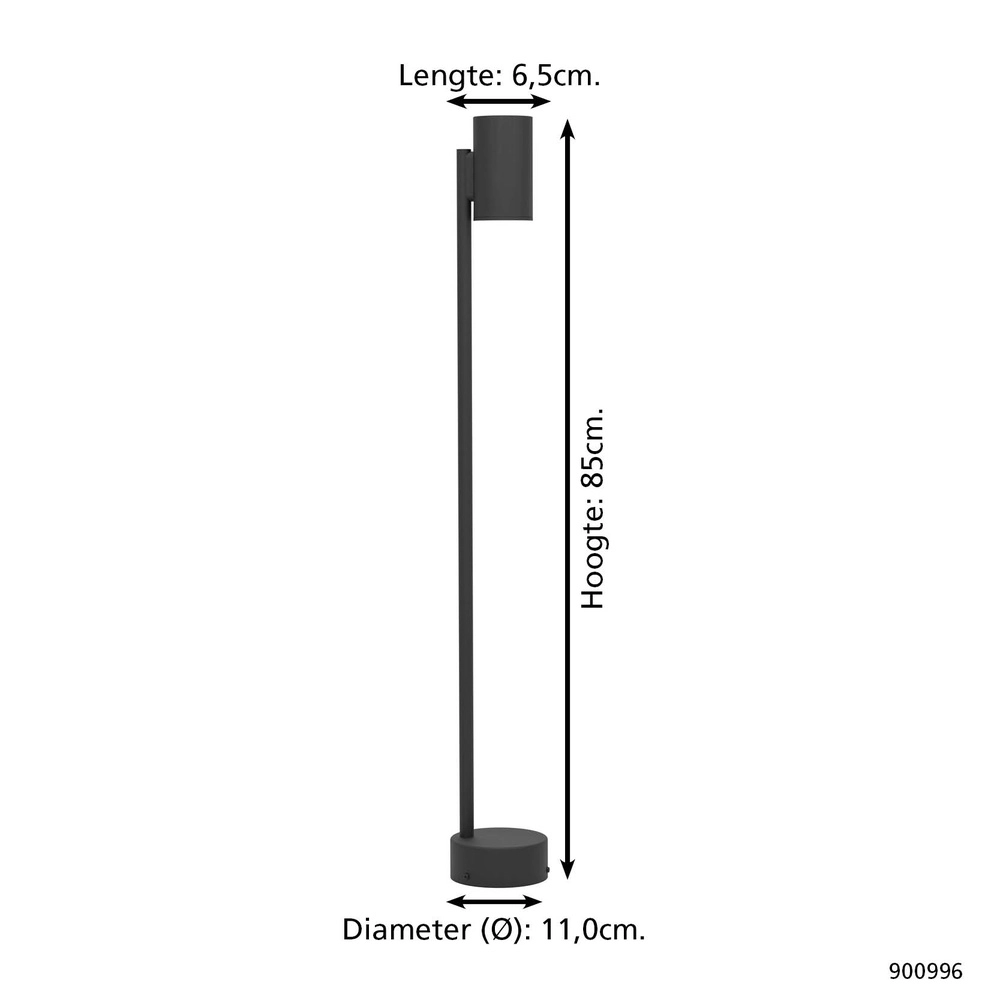 Led padverlichting Izzalini zwart - 85cm Eglo 9008606298211