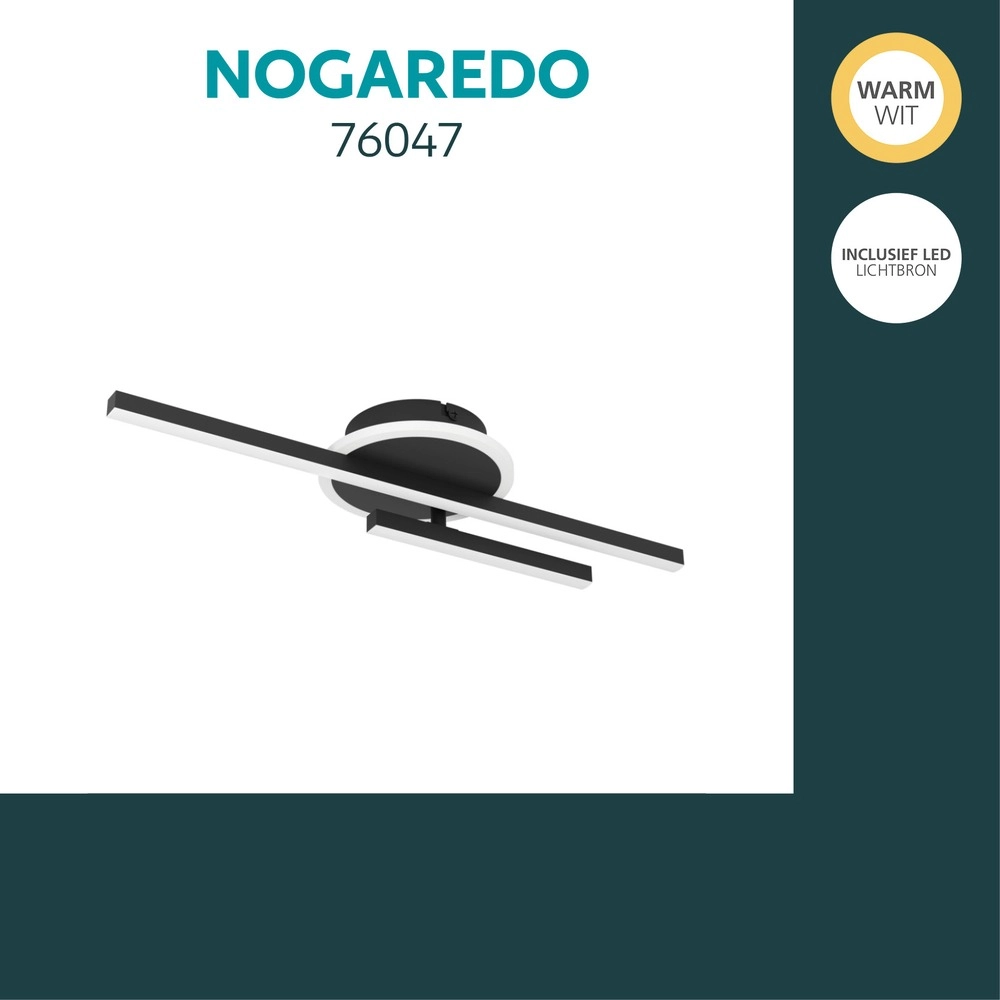 Moderne plafondlamp Nogaredo zwart 50 x 15cm Eglo 9008606391547