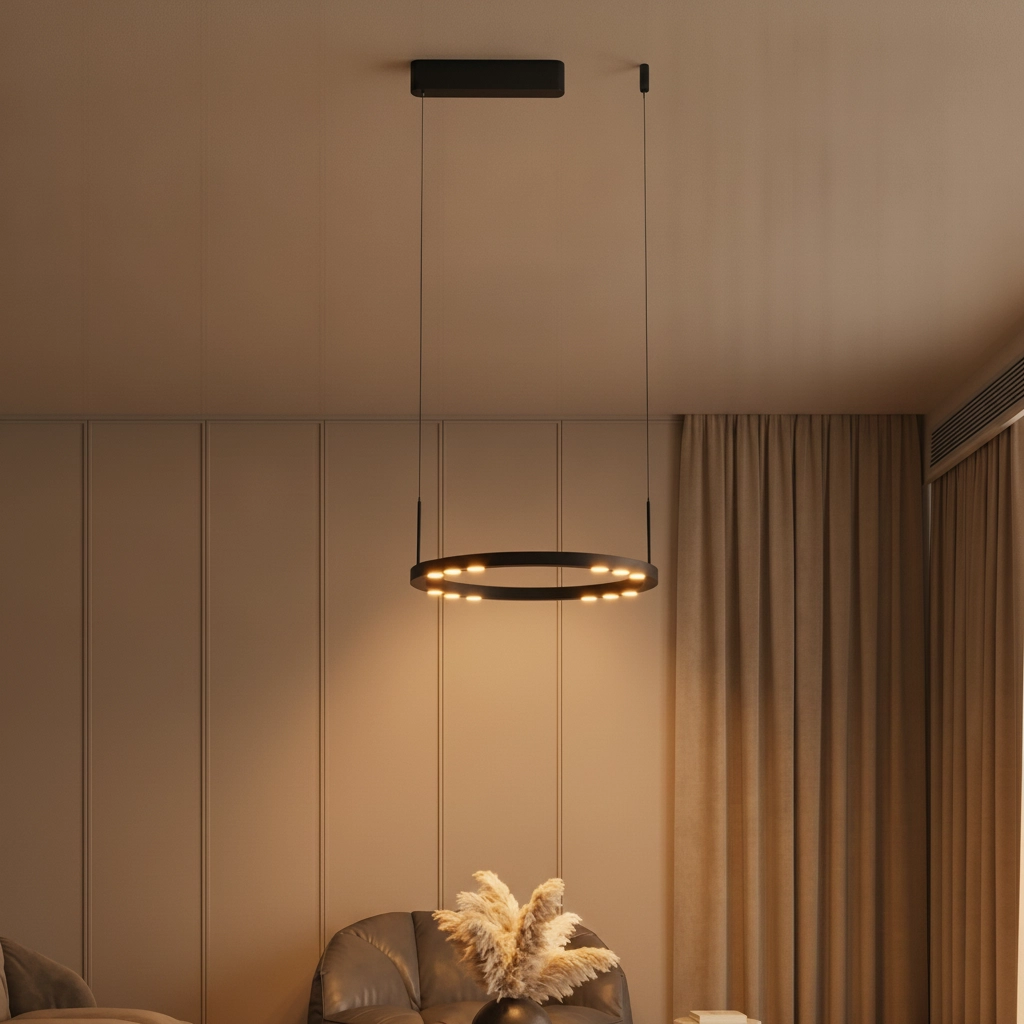 Strakke hanglamp Lunette zwart Ø 40cm