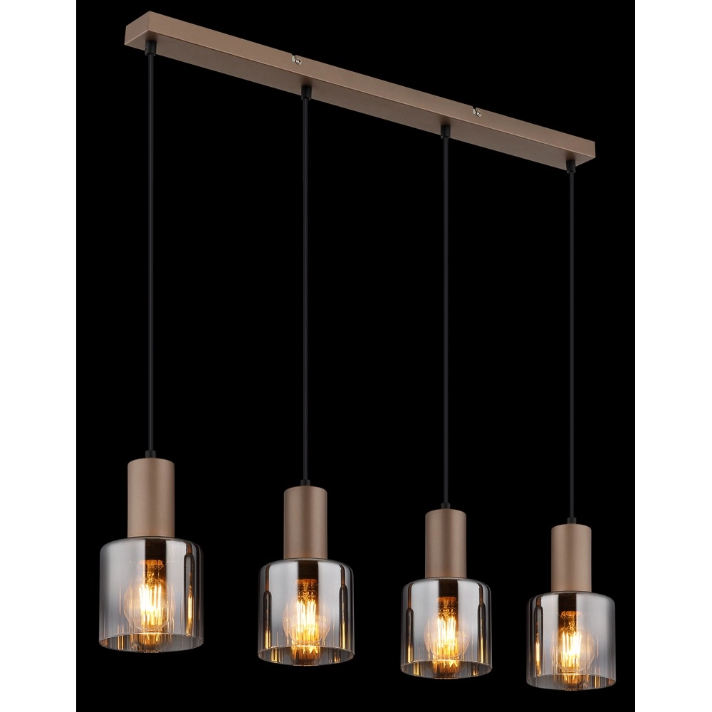 Hanglamp Walton 4-lichts koffie bruin Globo 9007371586189