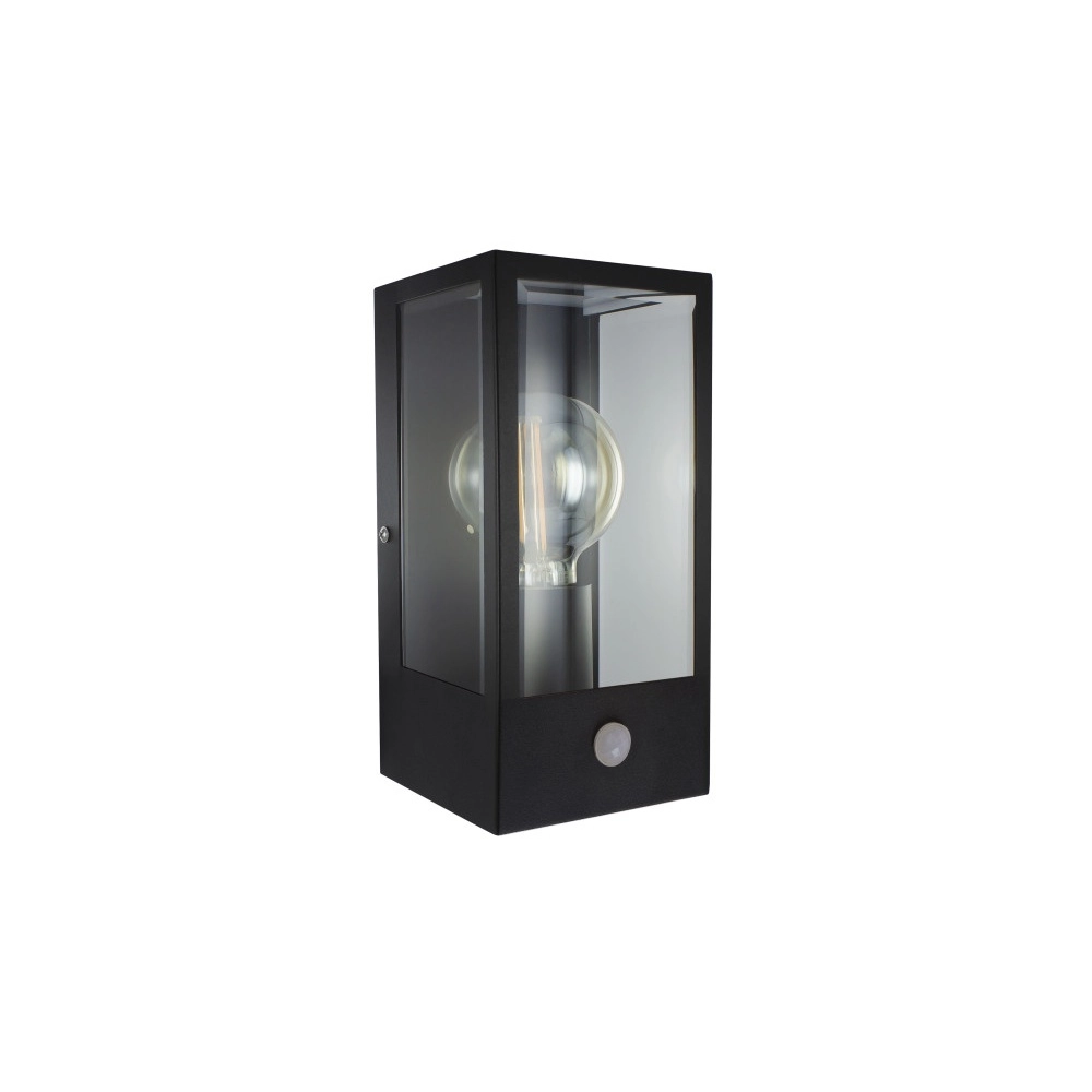 Zwarte buitenlamp Prato E27 - glas - met bewegingssensor Lyora 5055788268772