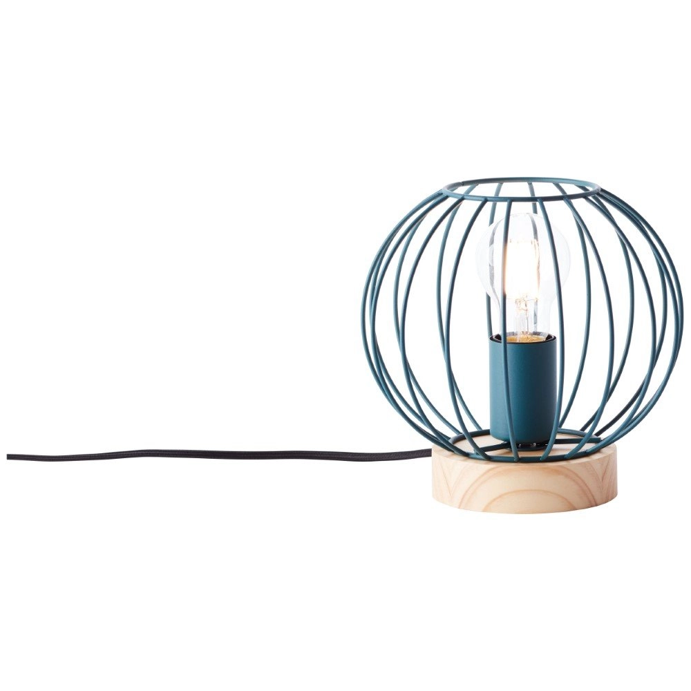 Tafellamp Sorana turquoise met hout Brilliant 4004353378676
