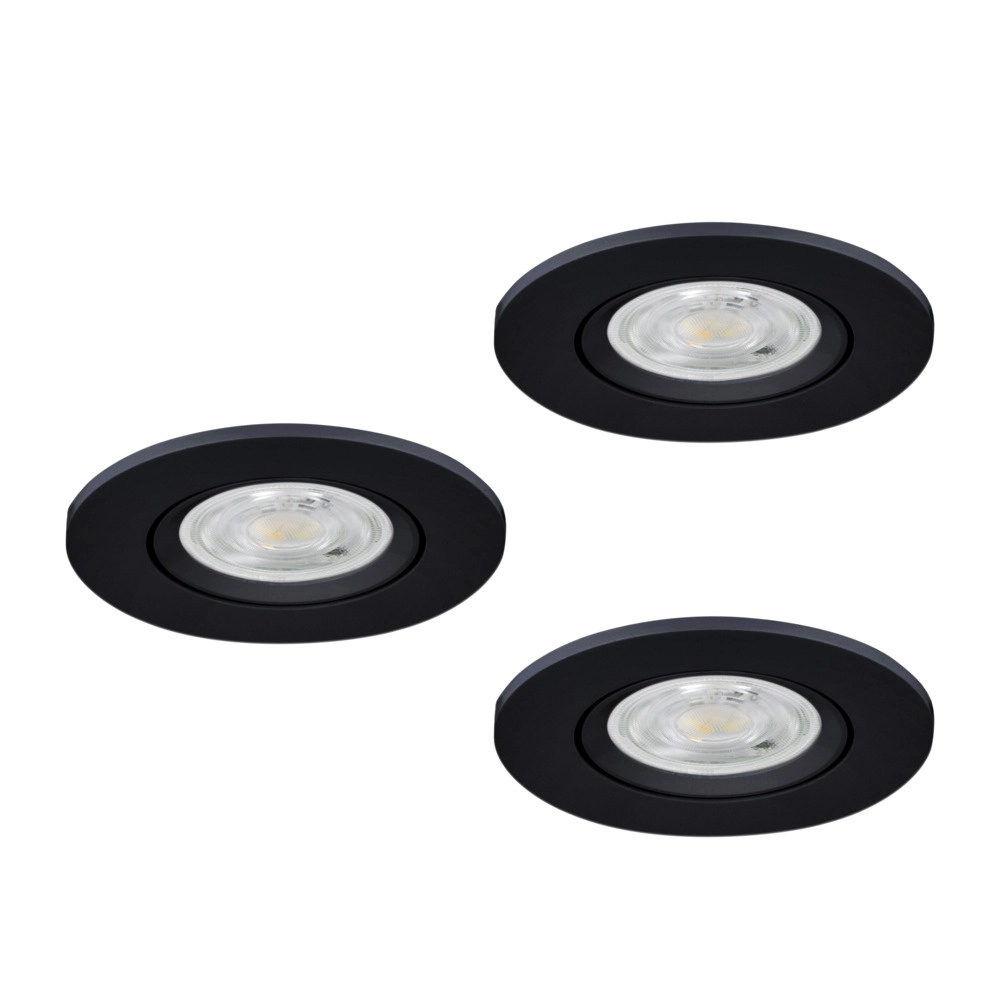 Set van 3 inbouwspots Barranco zwart Ø 8,4cm IP44 - 4000K Eglo 9008606359318