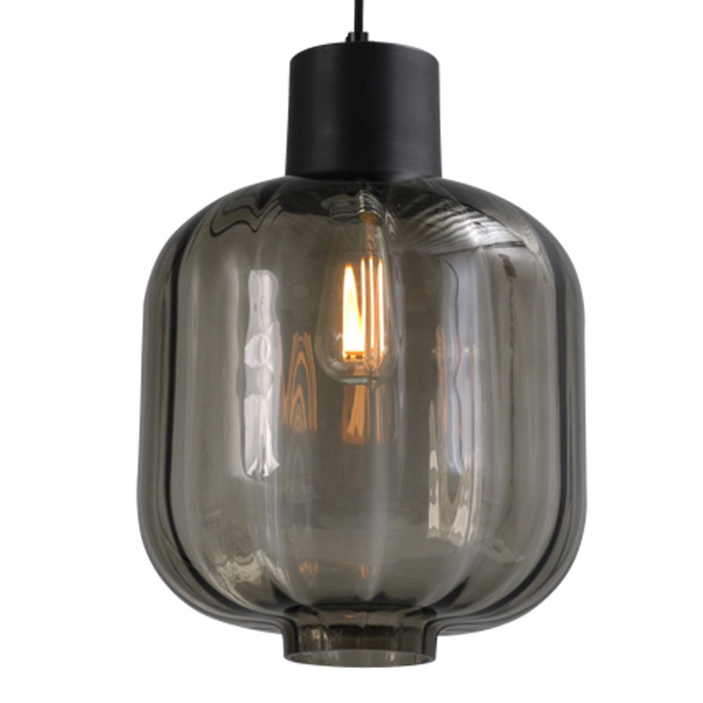 Eetkamer hanglamp Lett lll 28 2-lichts zwart met smoke glas Masterlight 8718121183329