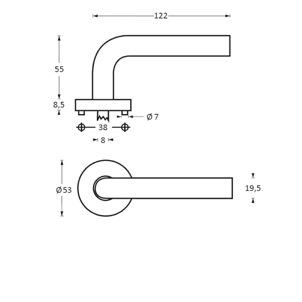 Deurklink Jupiter rozet met nok RVS Intersteel 8714186130391