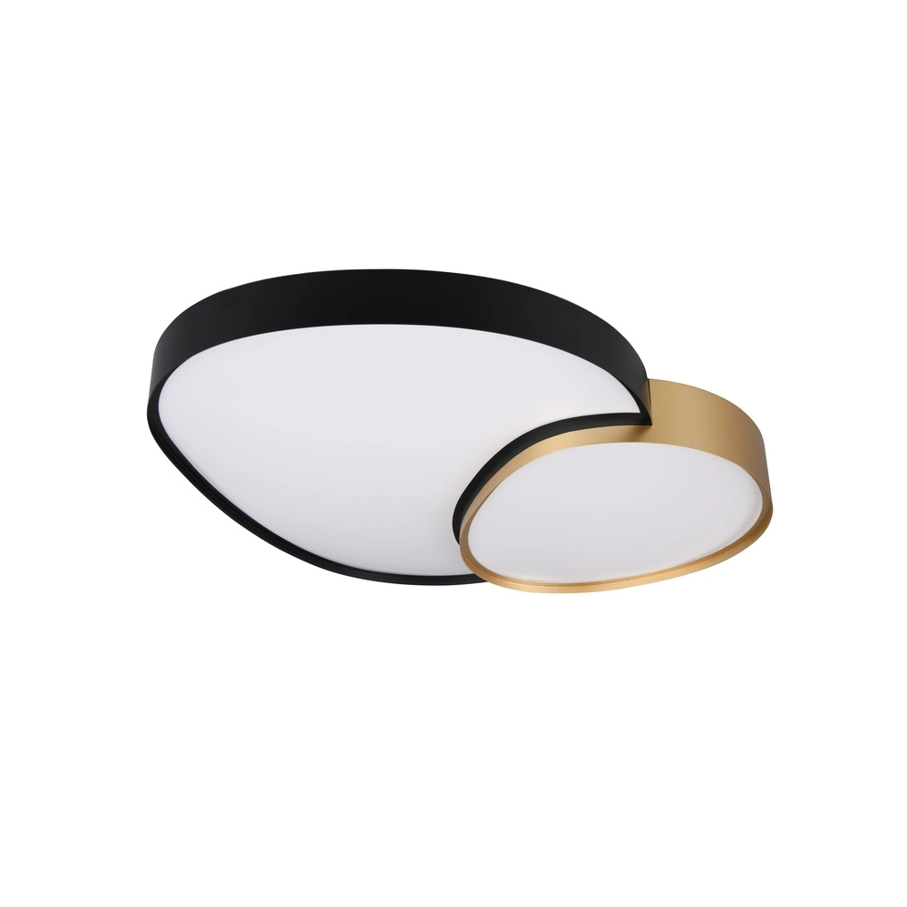 Organische plafonniere Rise 77cm zwart met goud Trio 4017807600629