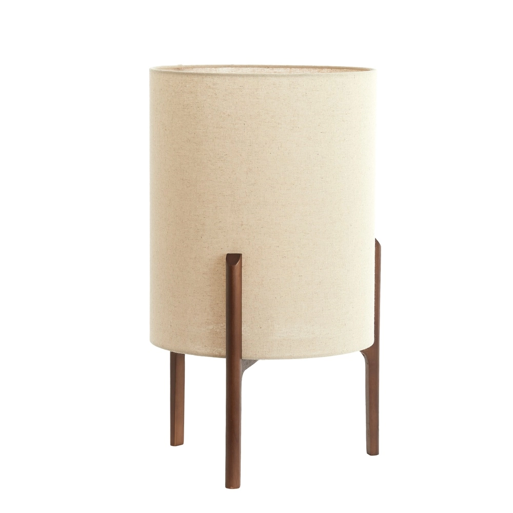 Schemerlamp Litto Ø 35cm - walnoot met naturel linnen Light & Living 8717807792718