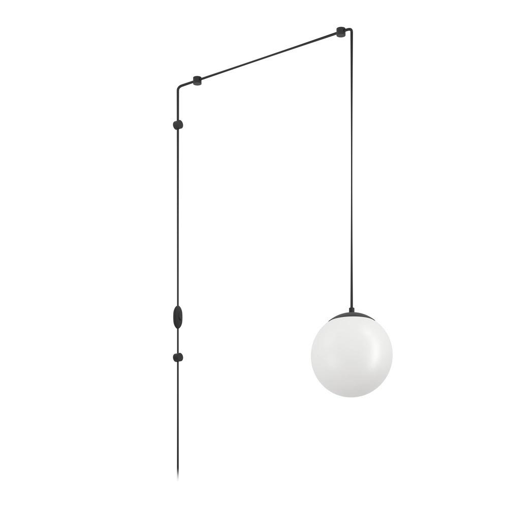 Flexibele pendel Rondo 3 witte bol met schakelaar
