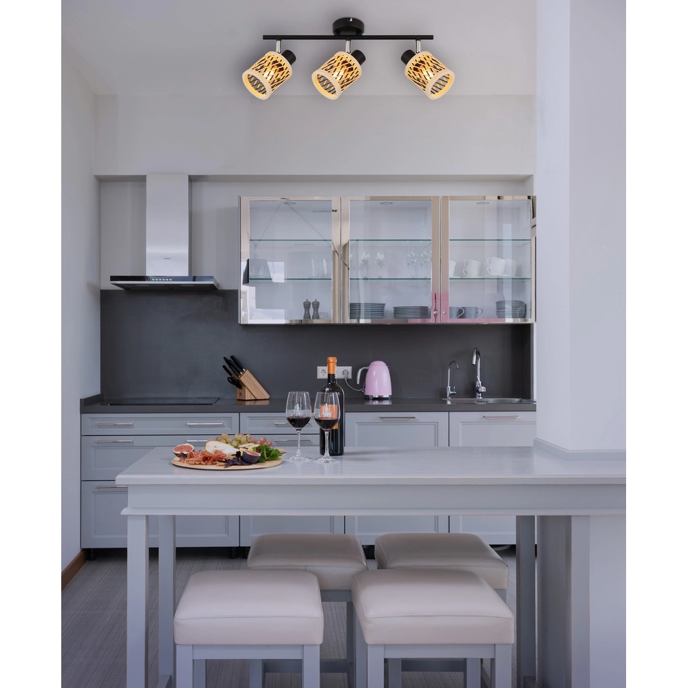Wandlamp Mali 3-lichts zwart met kapjes Globo 9007371533718